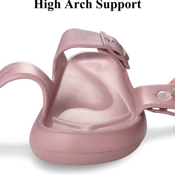 Women’s Cloud Slides Arch Support Platform Sandals Blush Size 10 Lightweight - Picture 3 of 6